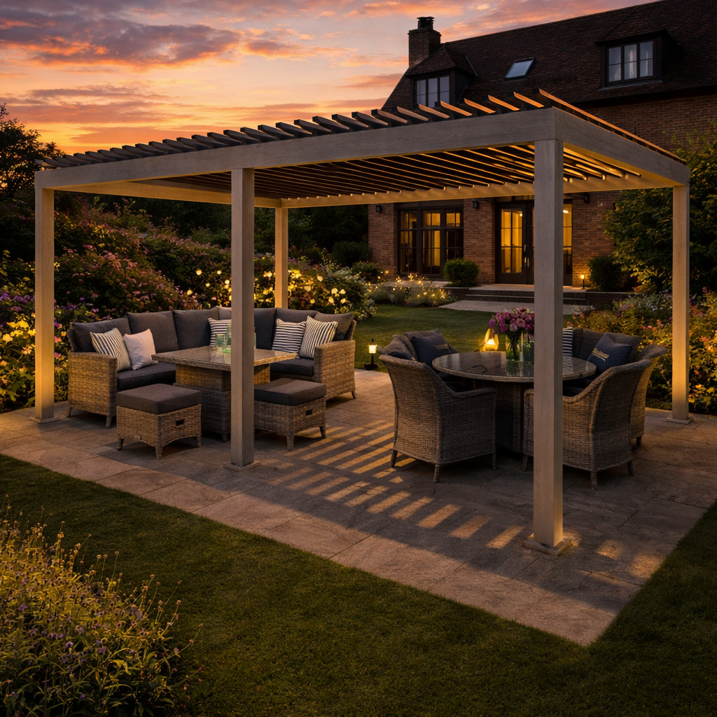 ENJOi Leo Aluminium Pergola 6m x 3m Rectangular Wood