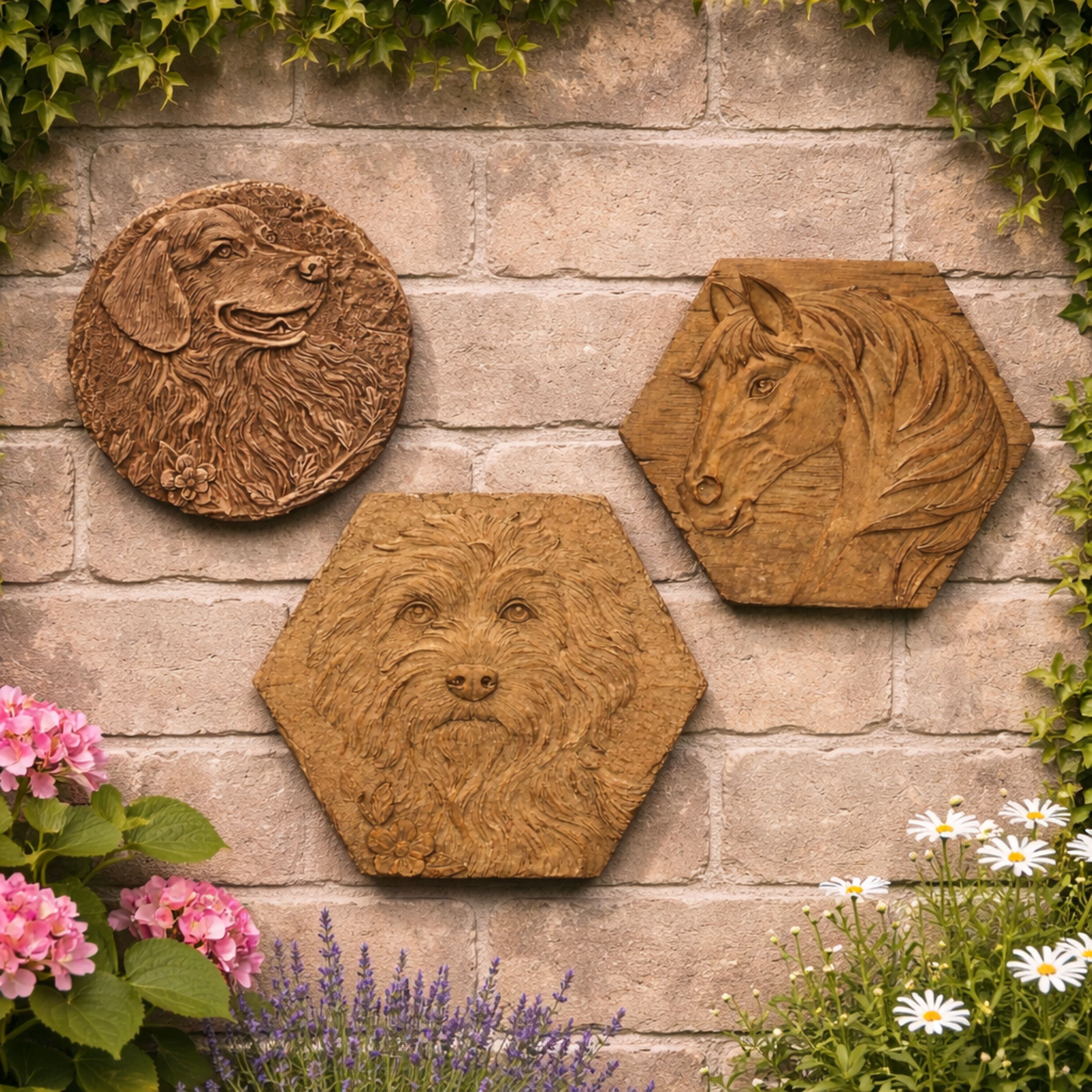 Altico Labrador, Horse & Cockerpoo Stepping Stone / Wall Plaque Collection