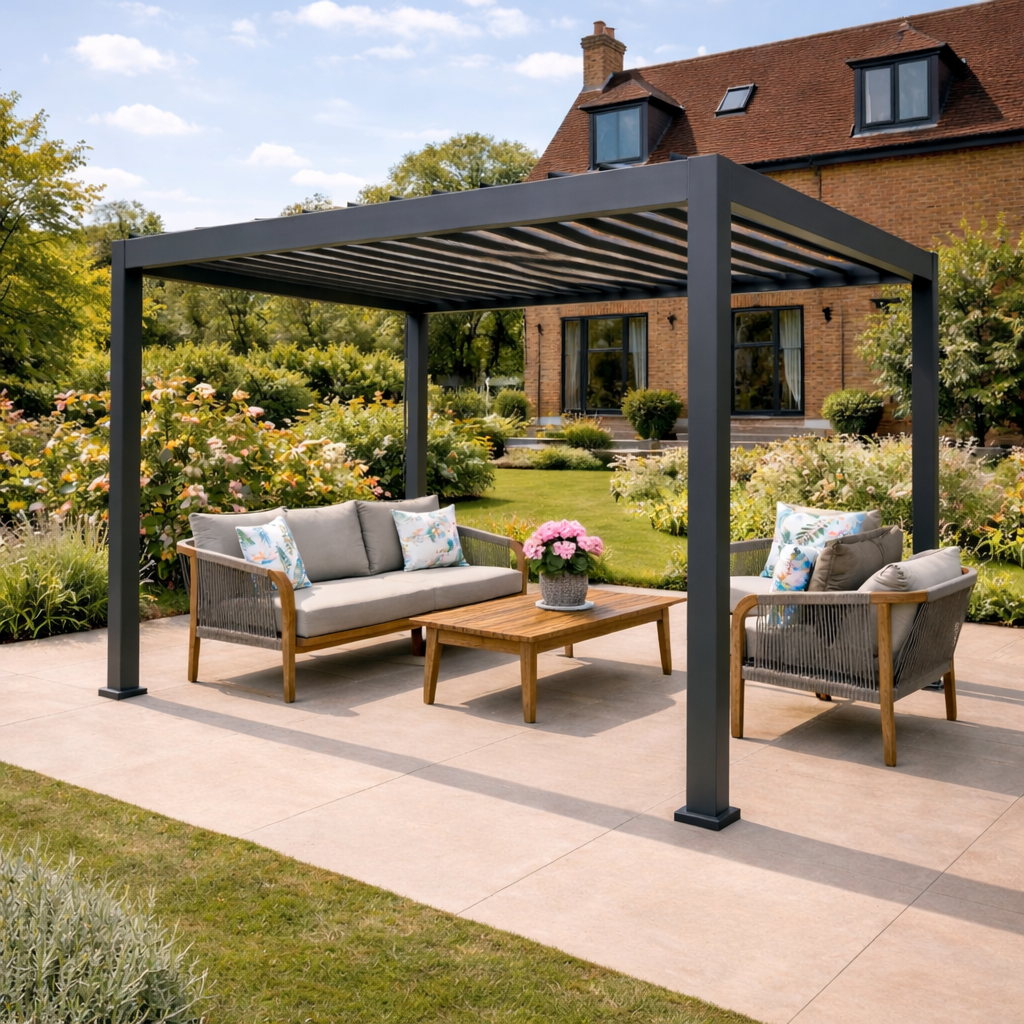 ENJOi Leo Aluminium Pergola  3.0m x 2.4m Pergola Grey