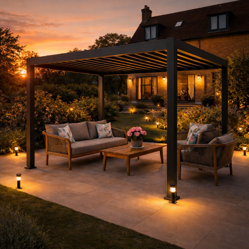 ENJOi Leo Aluminium Pergola 2.4m x 2.4m Pergola Grey
