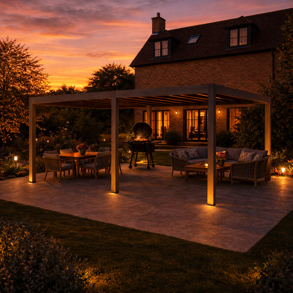 ENJOi Leo Aluminium Pergola 7.2m x 3.6m Rectangular Wood