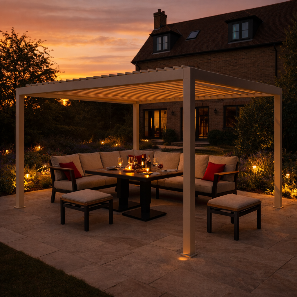 ENJOi Leo Aluminium Pergola 4m x 3m Rectangular Pebble