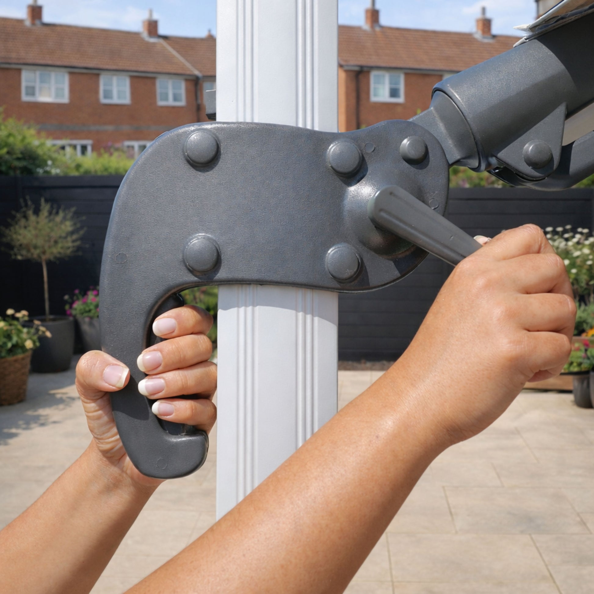 ENJOi Atlas 3m x 3m Grey Square Cantilever Parasol With Base