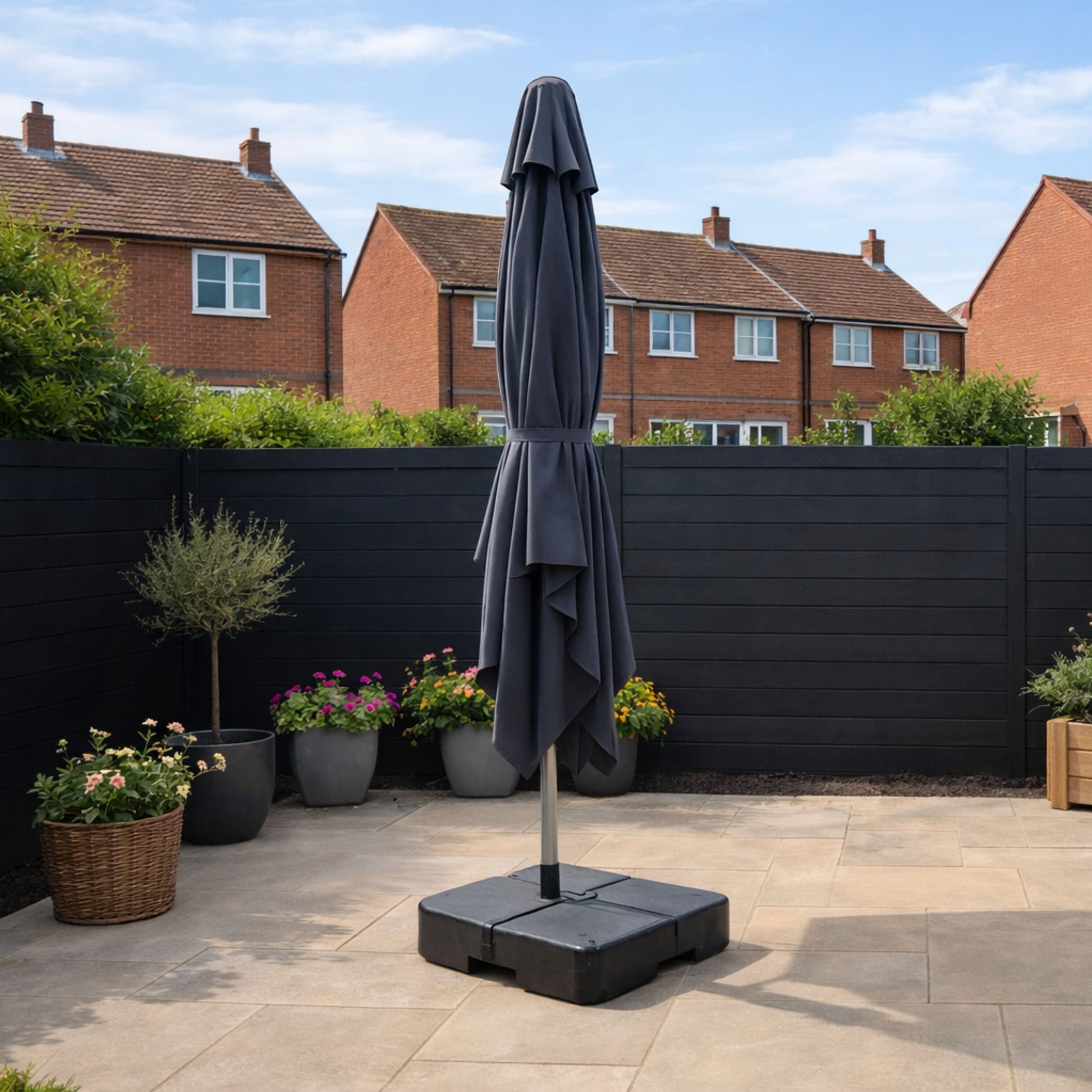 ENJOi Atlas 3m x 3m Grey Square Cantilever Parasol With Base