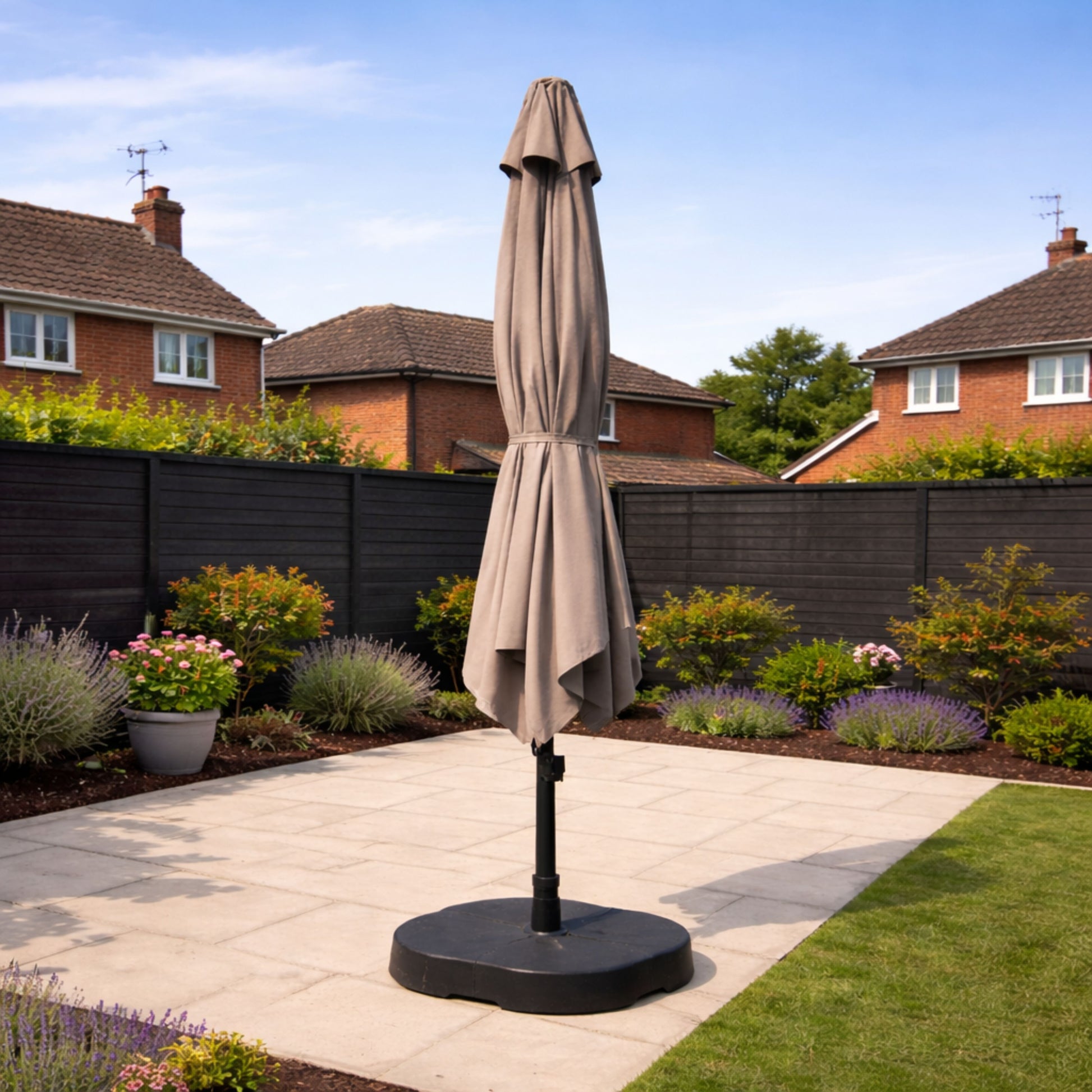 ENJOi Atlas Round Cantilever Parasol (with base) Taupe - 3m