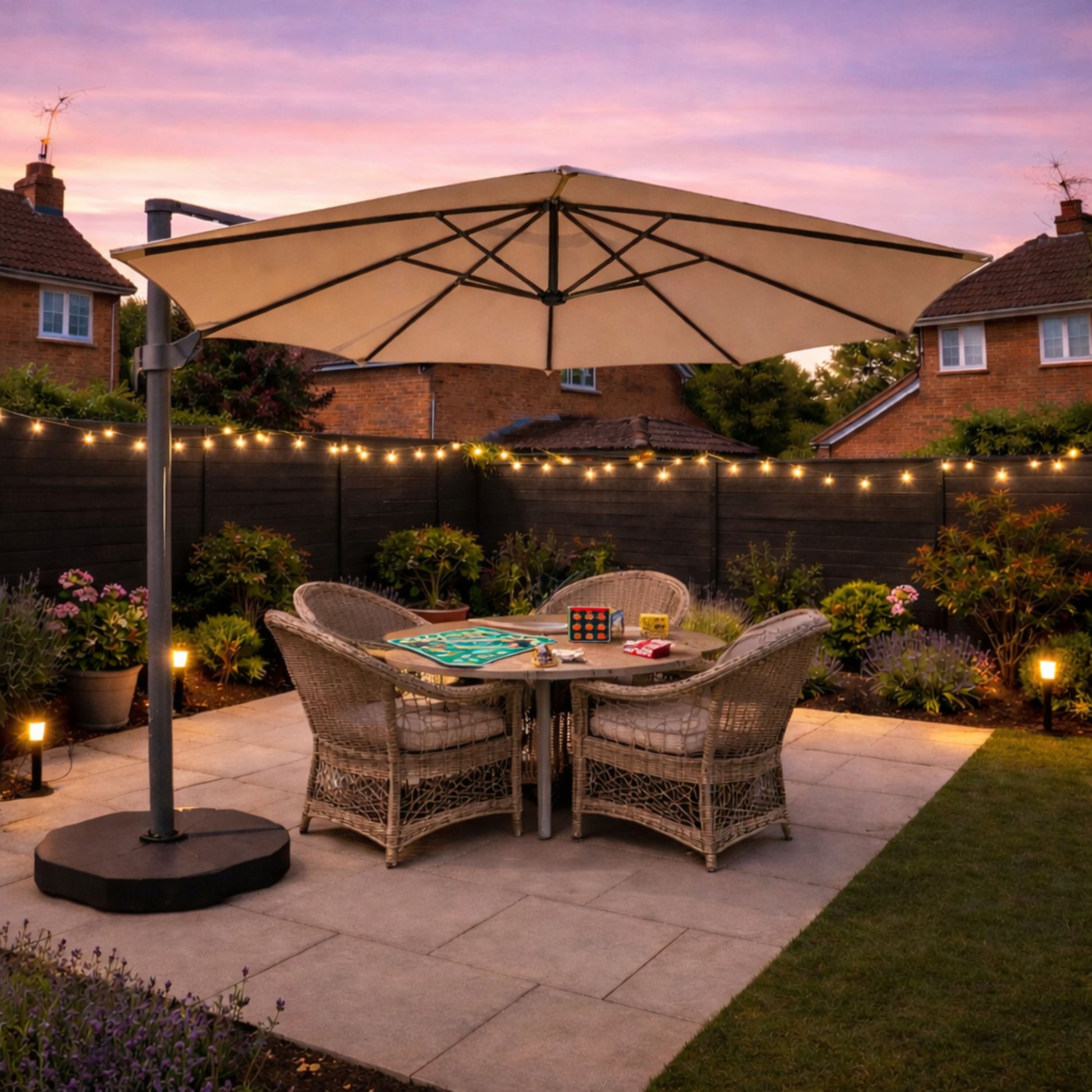 ENJOi Atlas Round Cantilever Parasol (with base) Taupe - 3m