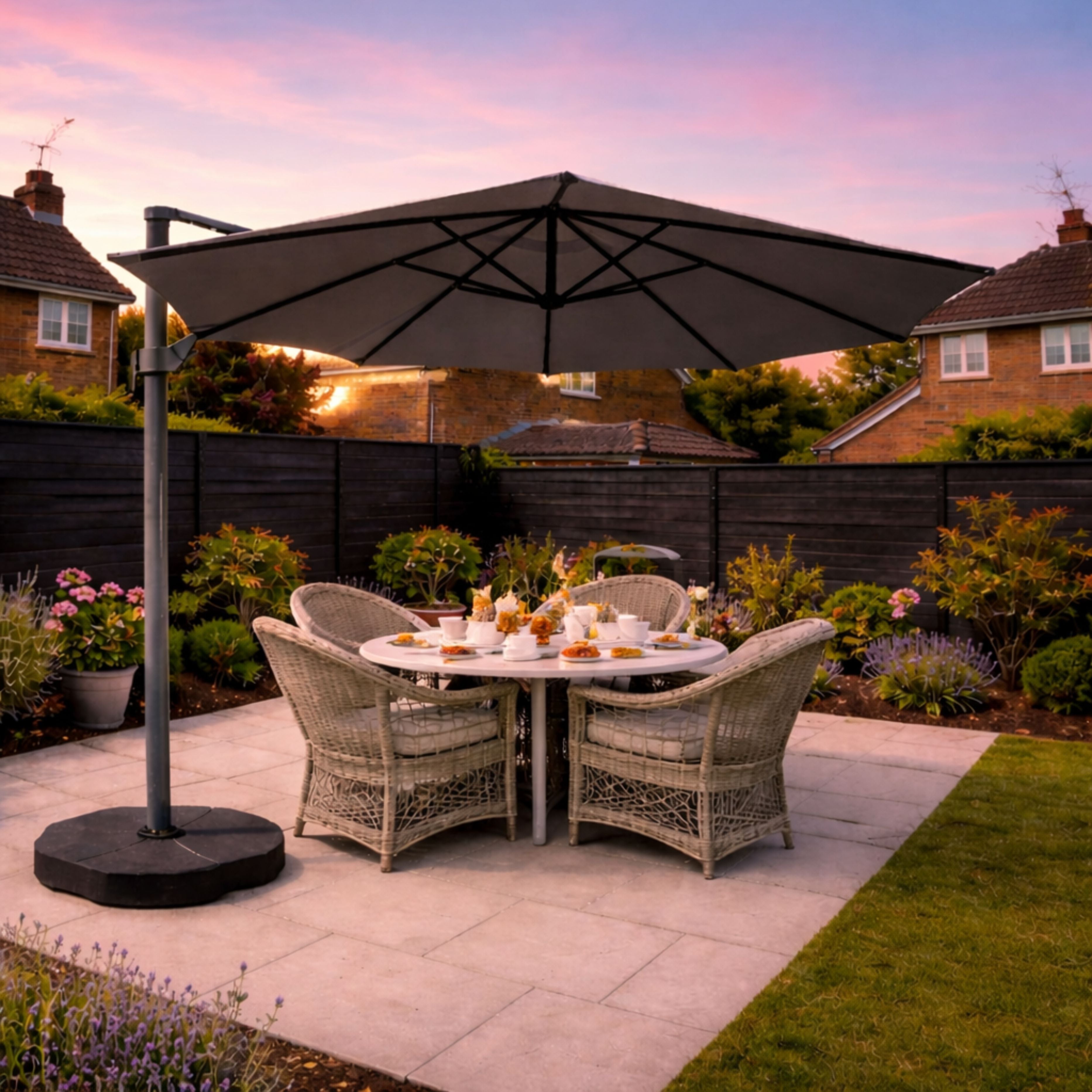 ENJOi Atlas 3m Round Grey Cantilever Parasol with Base