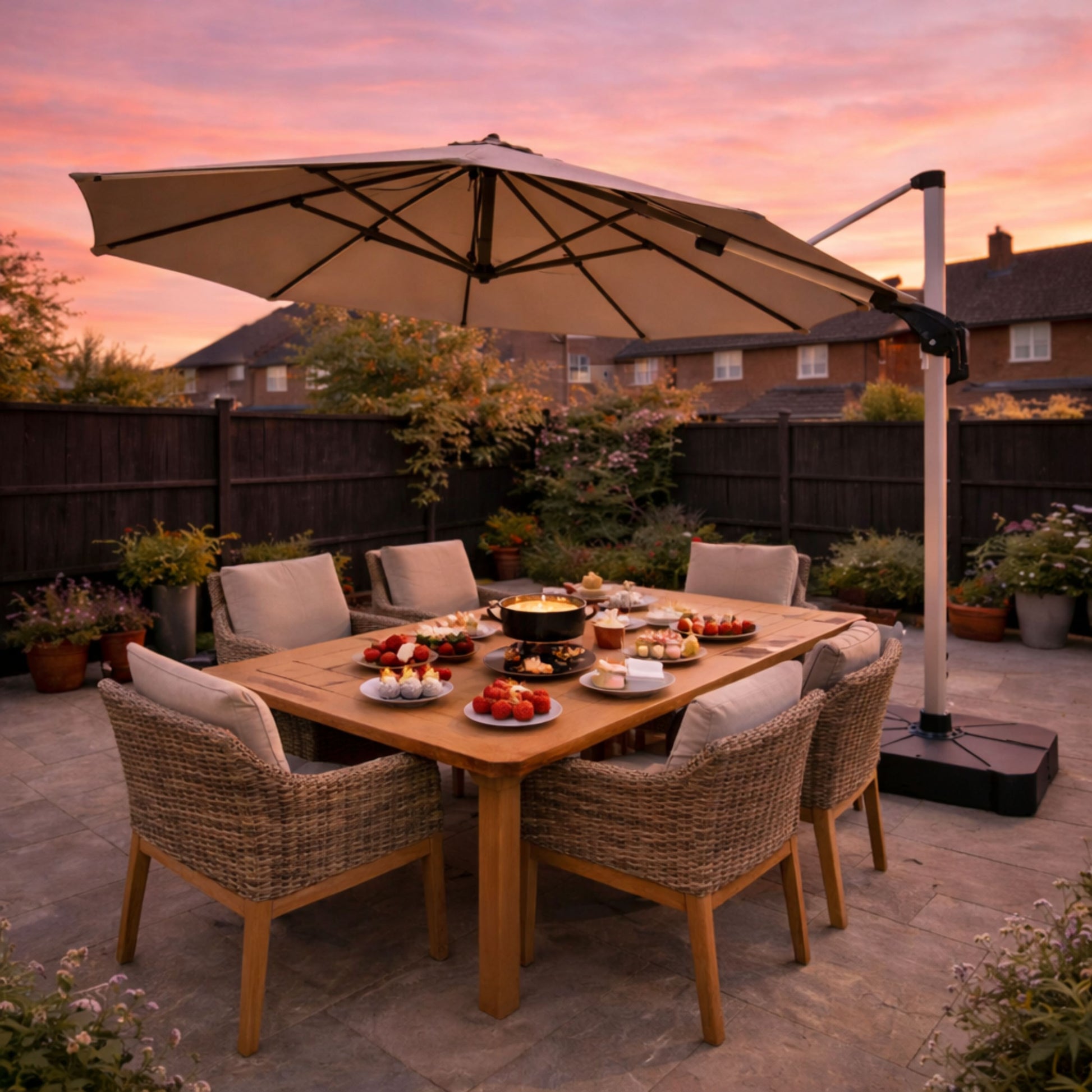 ENJOi Vector Round Cantilever Parasol (with base) Taupe - 3.5m