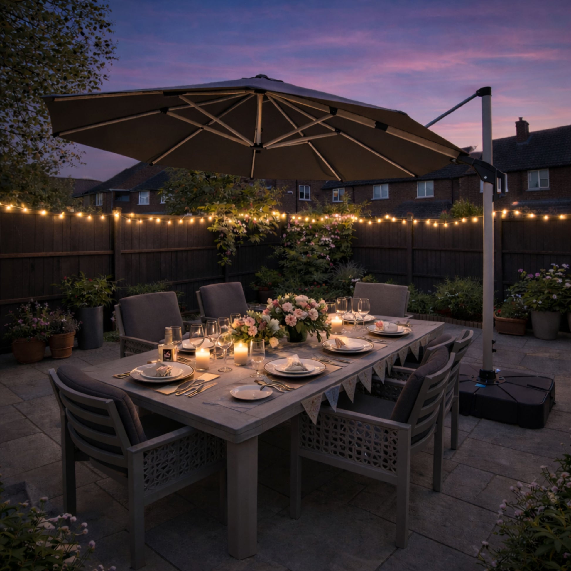 ENJOi Vector 3.5m Round Grey Cantilever Parasol with Base