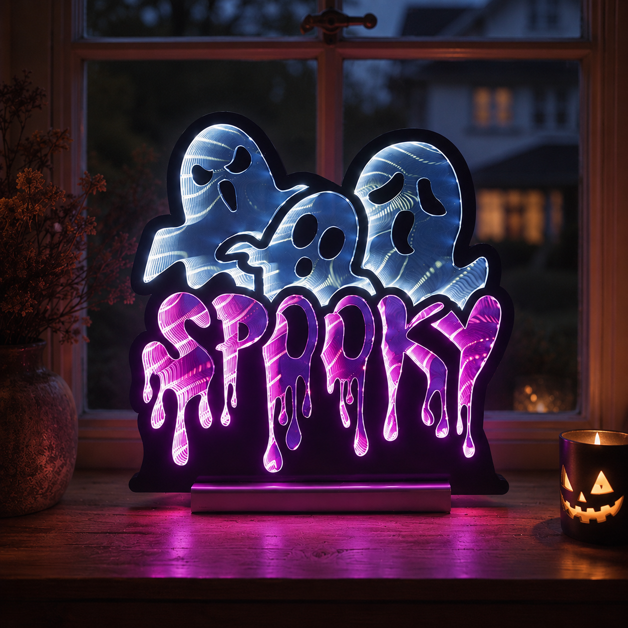 30cm Spooky Infinity Mirror LED Halloween Decoration