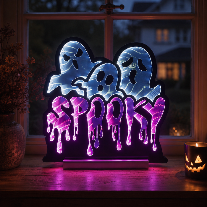 30cm Spooky Infinity Mirror LED Halloween Decoration