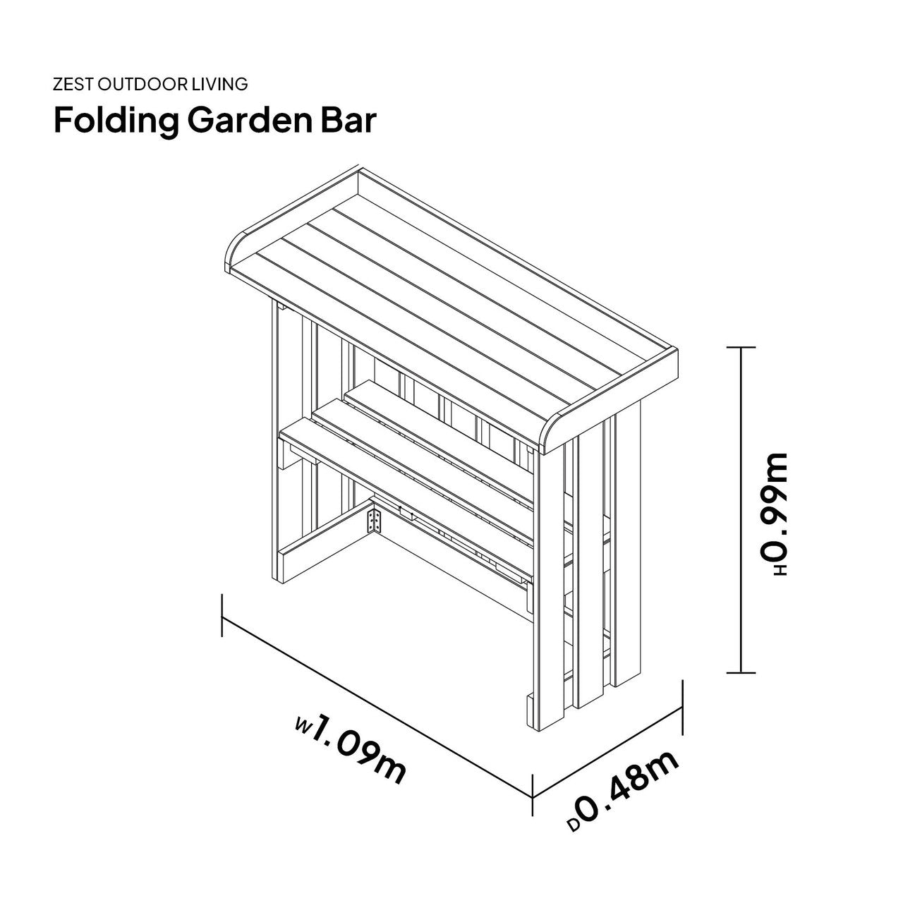 Zest 4 Leisure Folding Garden Bar