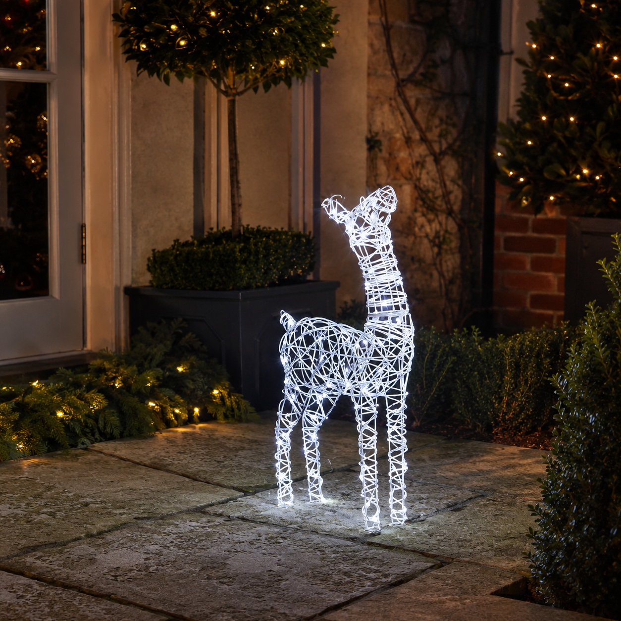Baby Rattan White Faux Reindeer 72cm