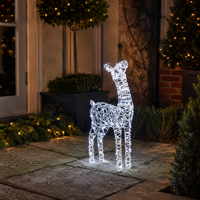 Baby Rattan White Faux Reindeer 72cm