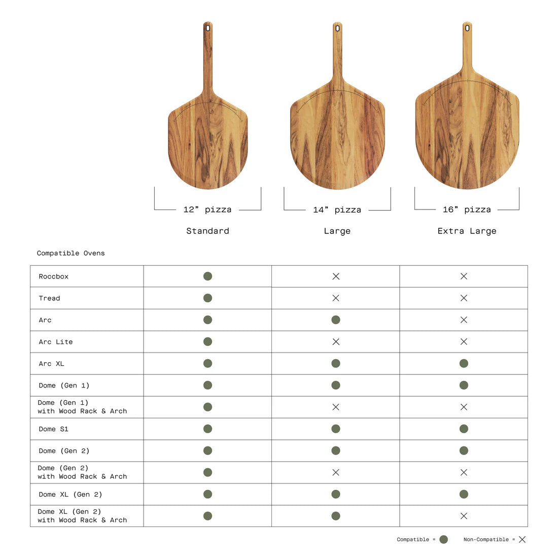 Gozney Acacia Wood Pizza Peel Server 12"