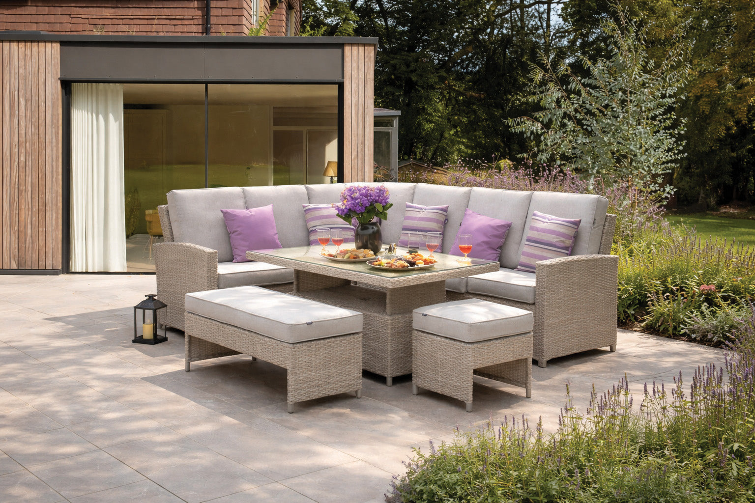 Athena Rectangular L Corner Height Adjustable Table Set