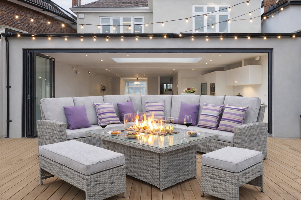 Athena Rectangular L Firepit Corner Set
