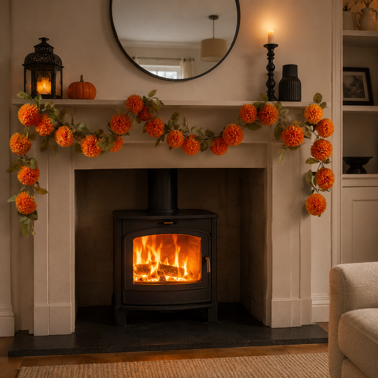 Autumn Dahlia Garland 178cm