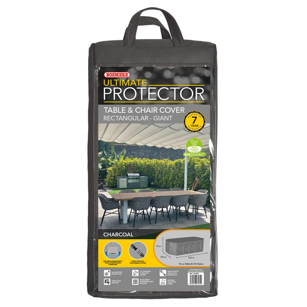 Bosmere Ultimate Protector 10 Seat Rectangular Patio Set Cover - Charcoal - U538C