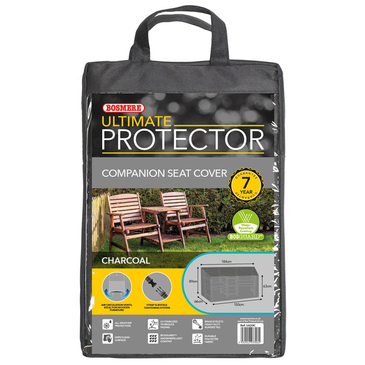 Bosmere Ultimate Protector 2 Seat Companion Bench Cover - Charcoal - U620C