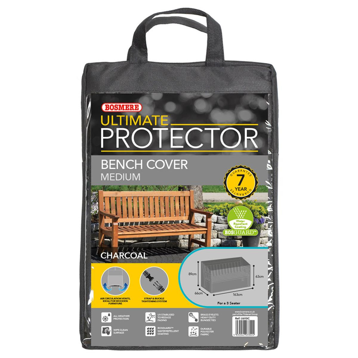 Bosmere Ultimate Protector 3 Seater Bench Cover - Charcoal - U610C