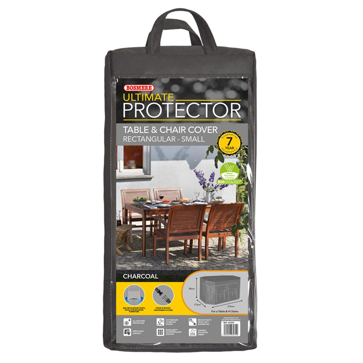Bosmere Ultimate Protector 4 Seat Rectangular Patio Set Cover - Charcoal - U525C