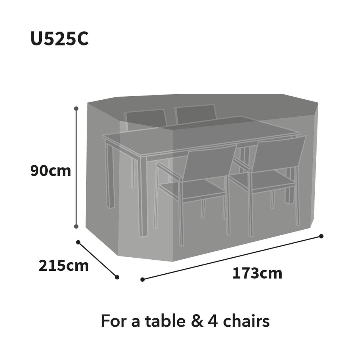 Bosmere Ultimate Protector 4 Seat Rectangular Patio Set Cover - Charcoal - U525C