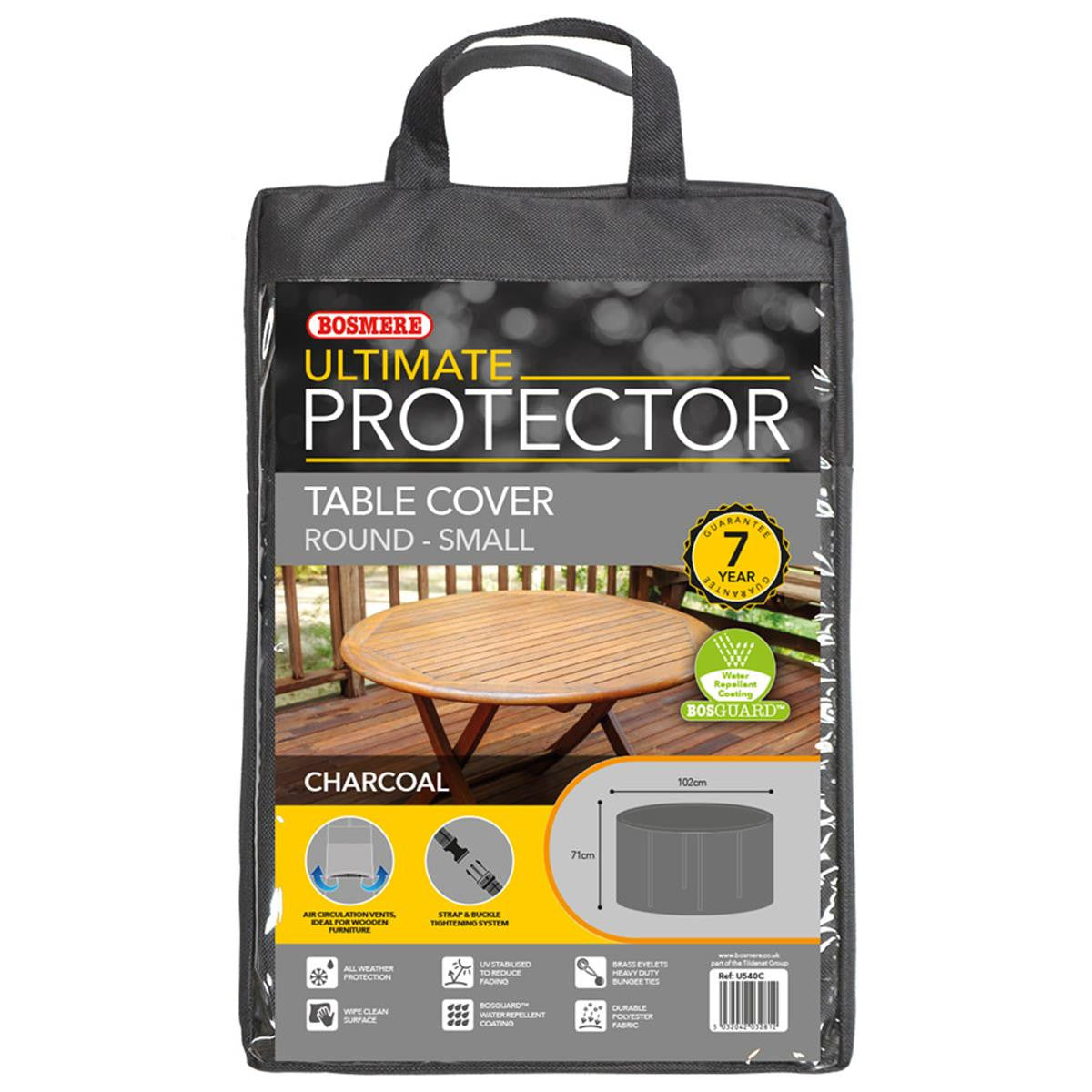 Bosmere Ultimate Protector 4 Seat Round Garden Table Cover - Charcoal - U540C