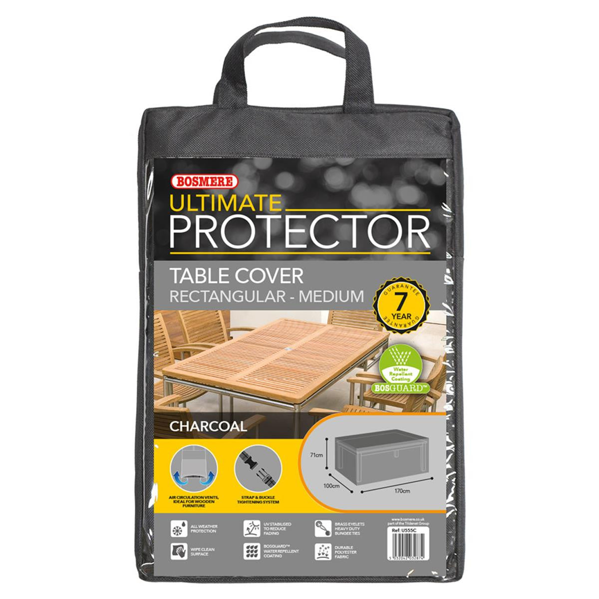 Bosmere Ultimate Protector 6 Seat Rectangular Table Cover - Charcoal - U555C