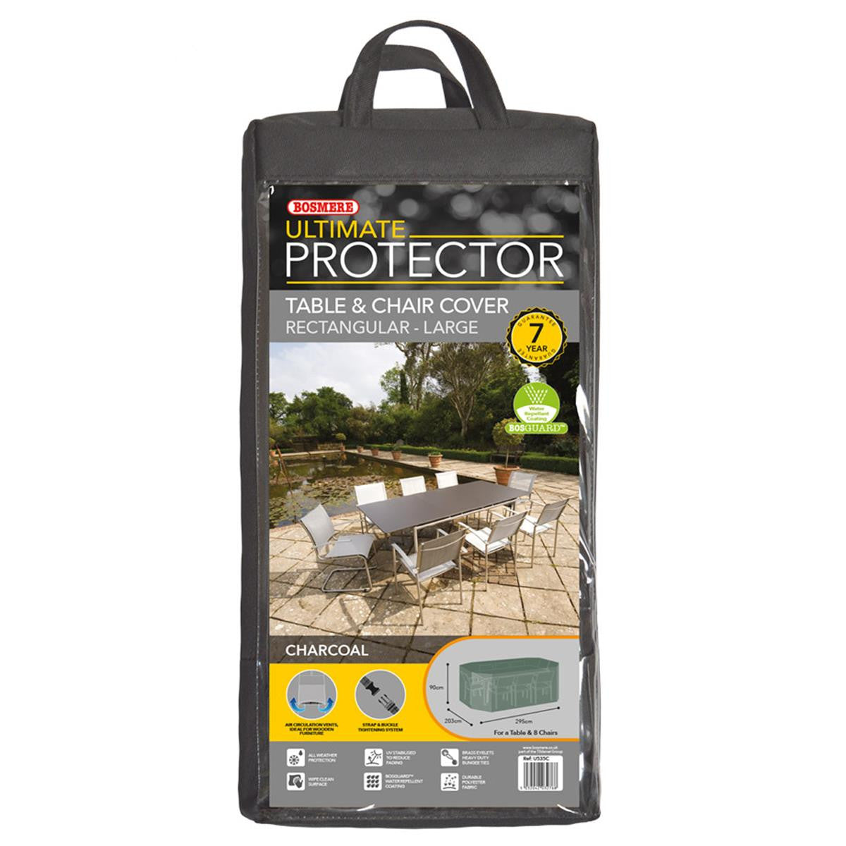 Bosmere Ultimate Protector 8 Seat Rectangular Patio Set Cover - Charcoal - U535C
