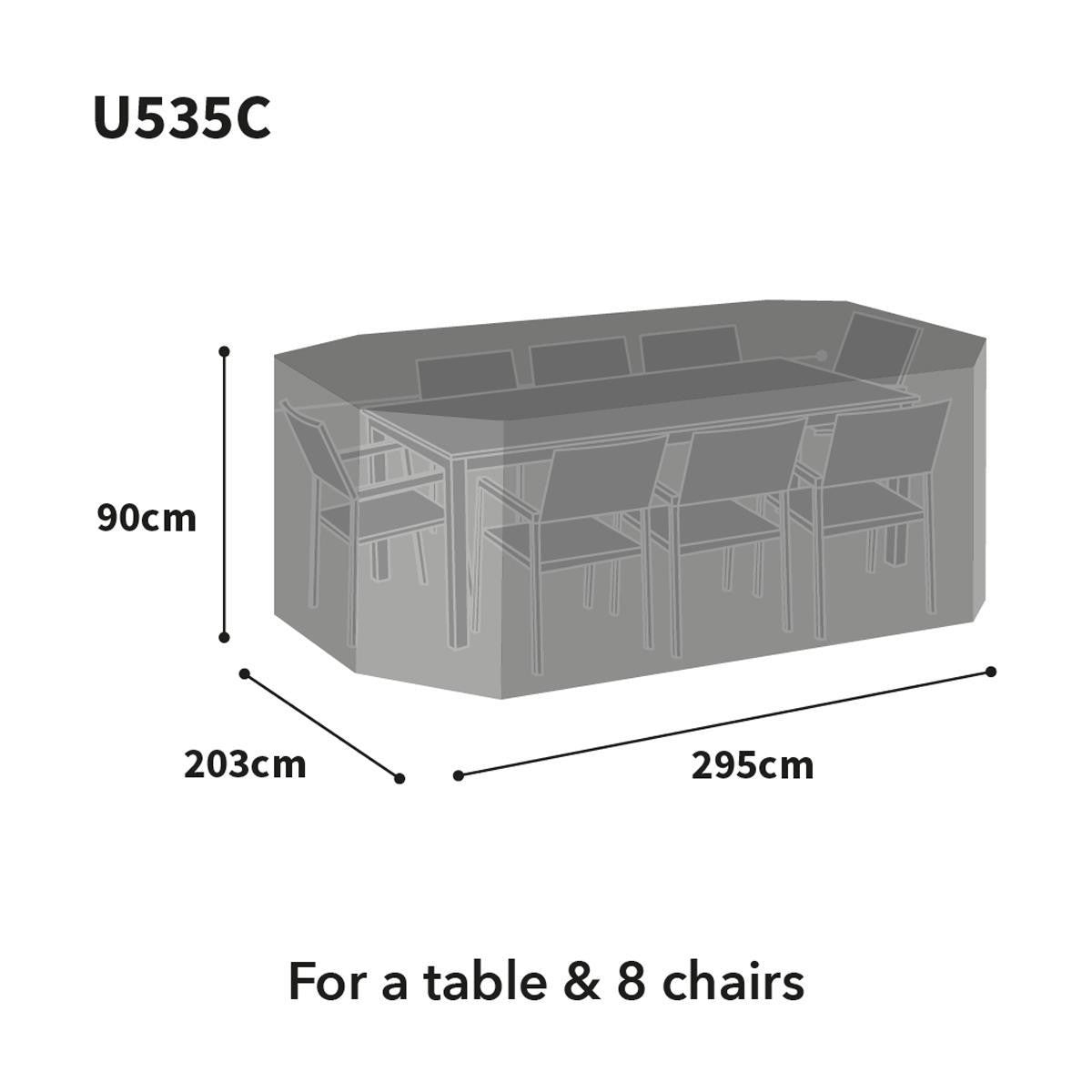Bosmere Ultimate Protector 8 Seat Rectangular Patio Set Cover - Charcoal - U535C