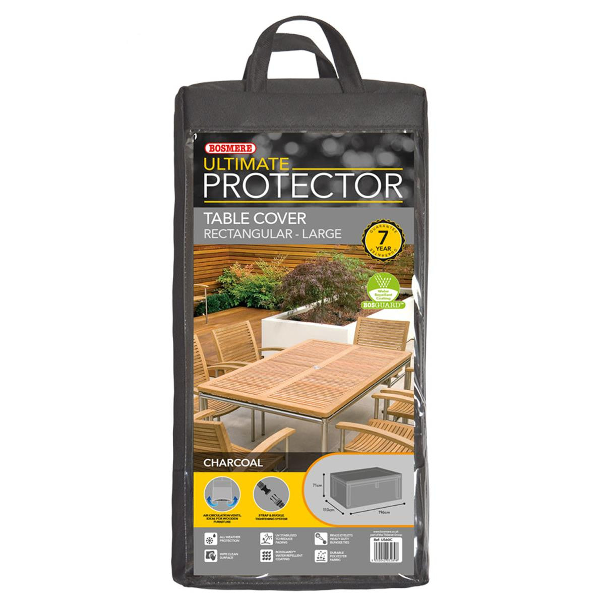Bosmere Ultimate Protector 8 Seat Rectangular Table Cover - Charcoal - U560C