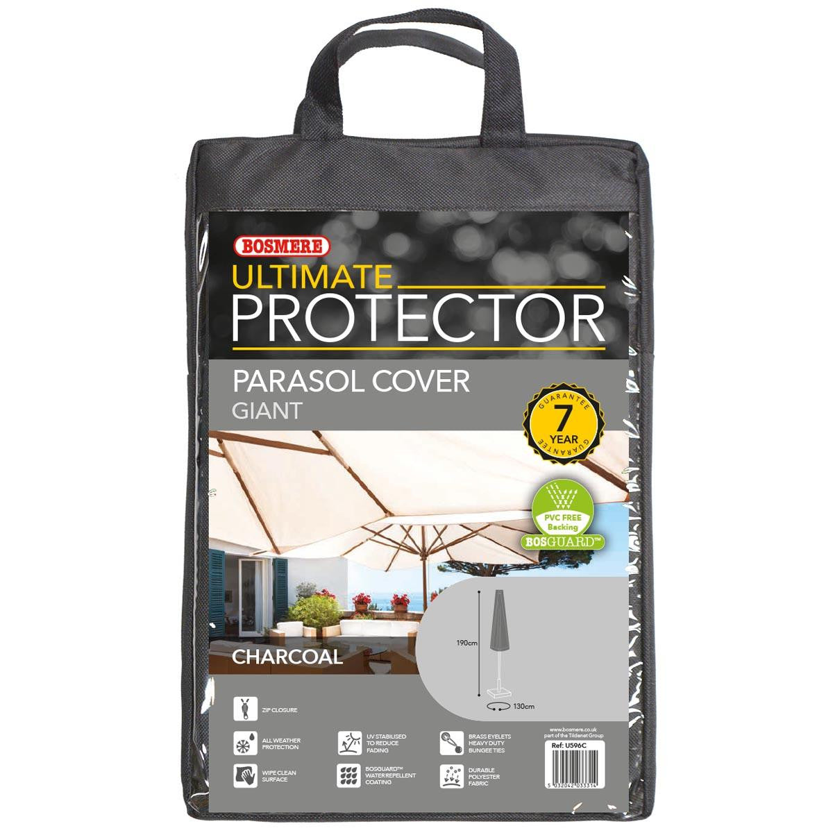 Bosmere Ultimate Protector Large Parasol Cover + Zip - Charcoal - U596C