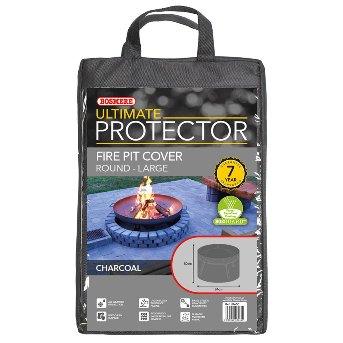Bosmere Ultimate Protector Large Round Fire Pit Cover - Charcoal - U765C