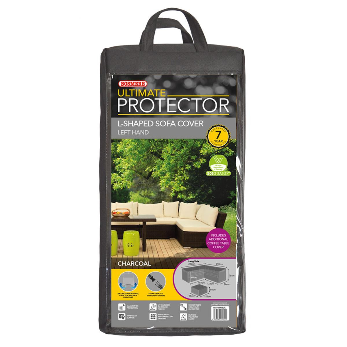Bosmere Ultimate Protector Modular L Shaped Dining Cover Left Side Medium - Charcoal - UM662C