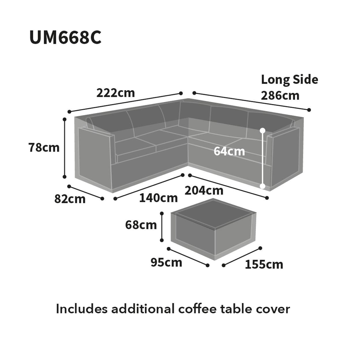 Bosmere Ultimate Protector Modular L Shaped Dining Cover Right Side Large - Charcoal - UM668C