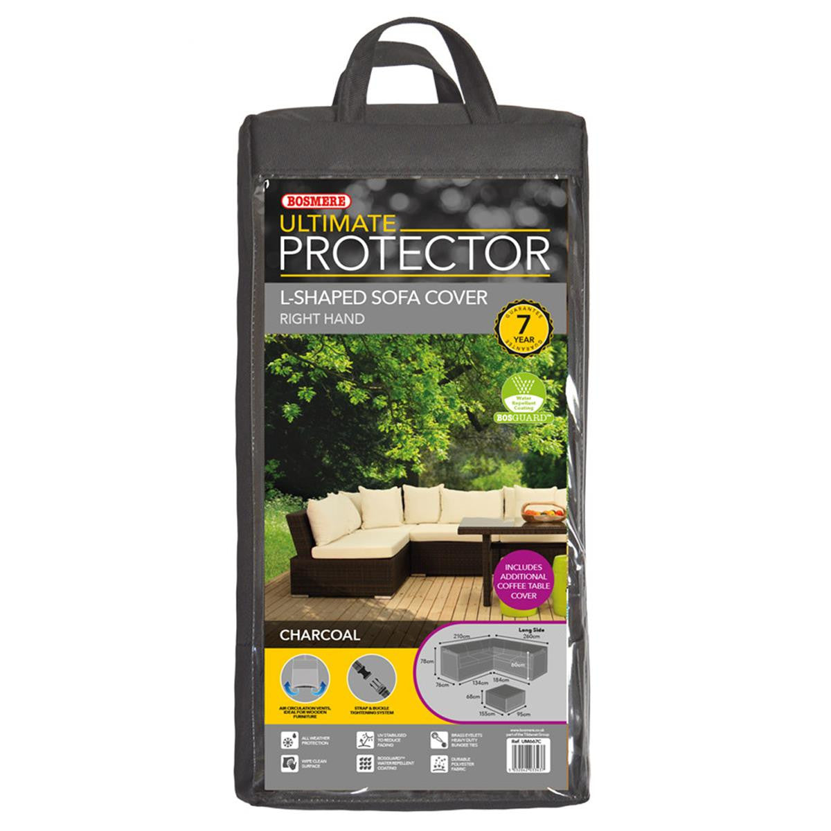 Bosmere Ultimate Protector Modular L Shaped Dining Cover Right Side Medium - Charcoal - UM667C
