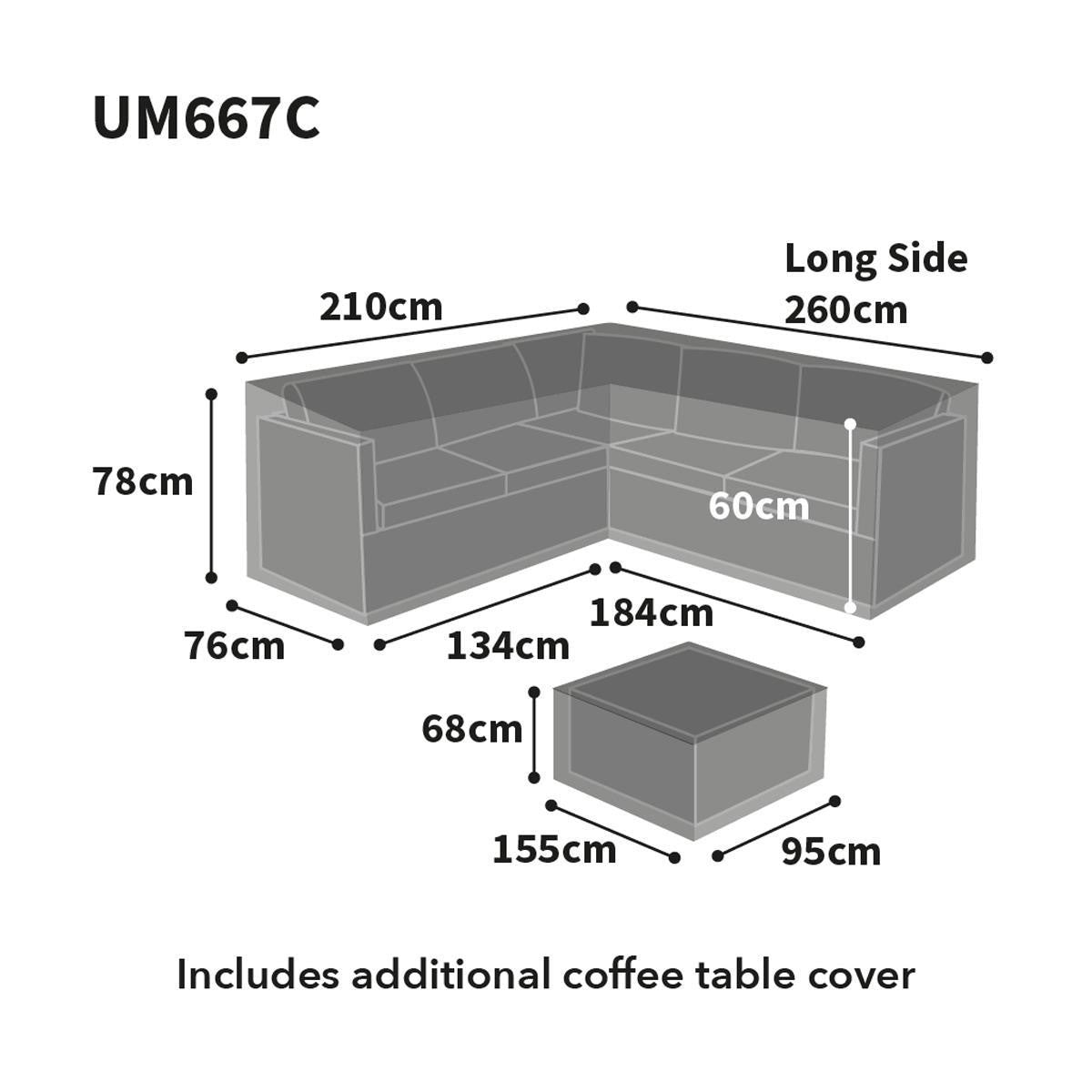 Bosmere Ultimate Protector Modular L Shaped Dining Cover Right Side Medium - Charcoal - UM667C