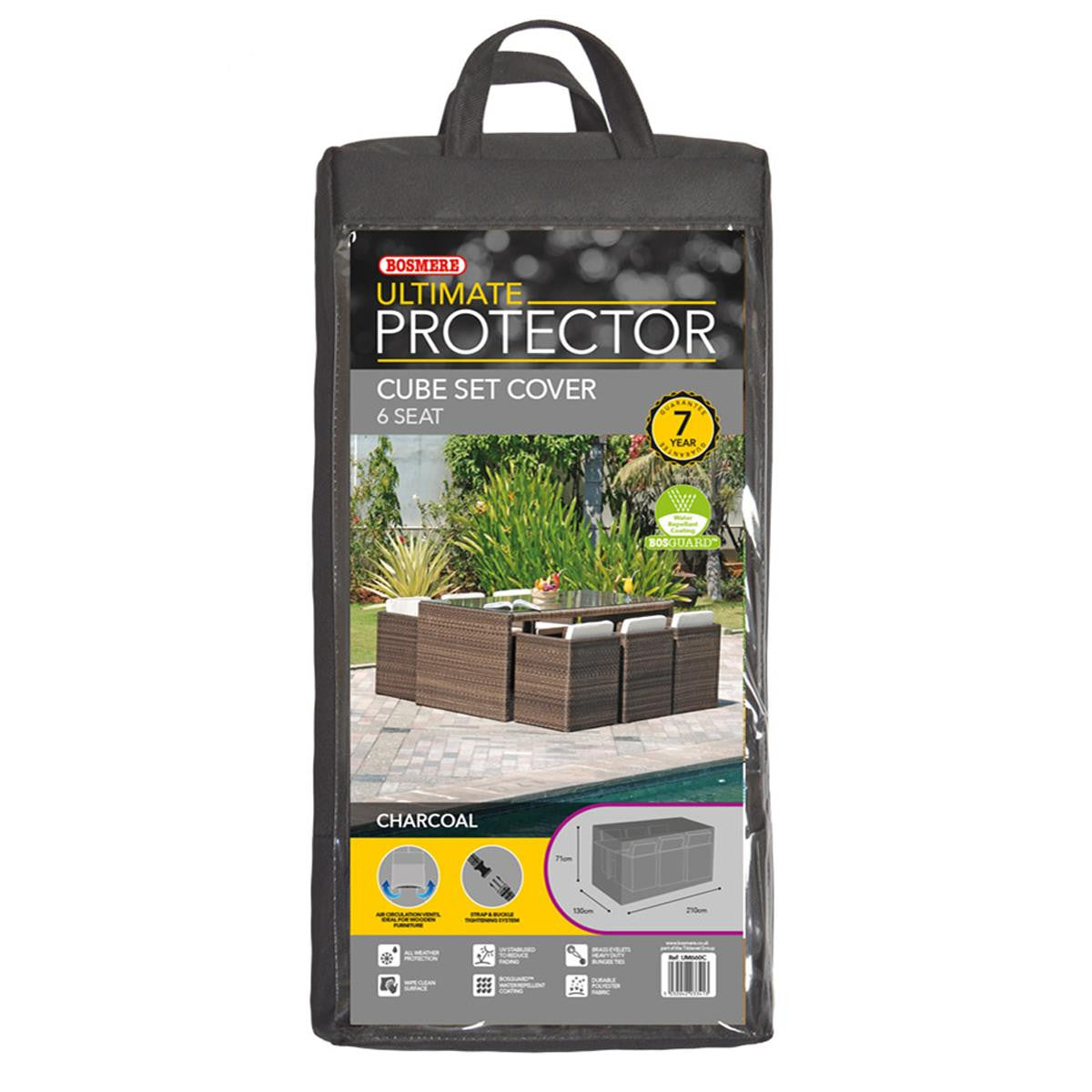 Bosmere Ultimate Protector Modular Rectangular Cube Set Cover 6 Seat - Charcoal - UM660C