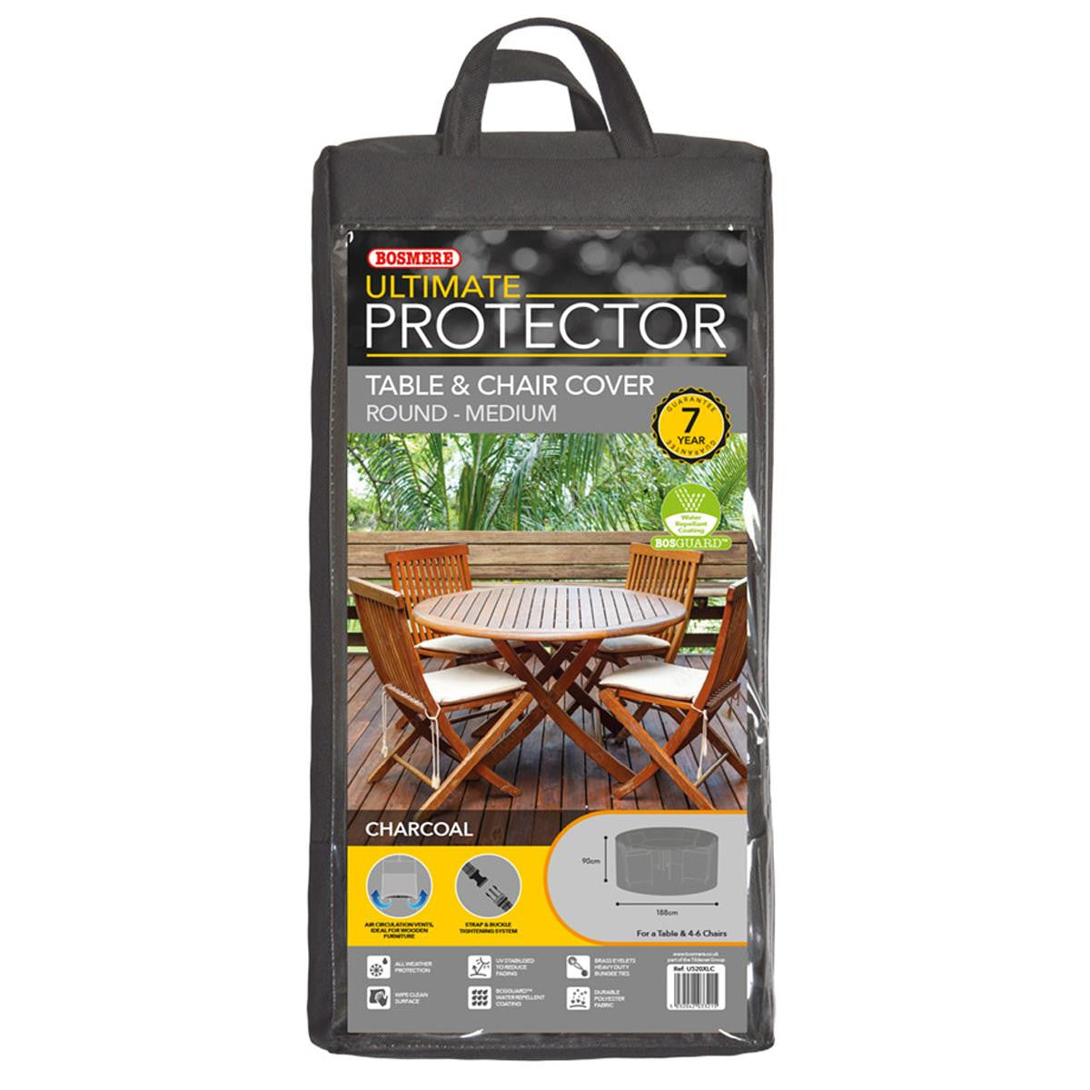 Bosmere Ultimate Protector Round Patio Set Cover - 4-6 Seat - Charcoal - U520XLC