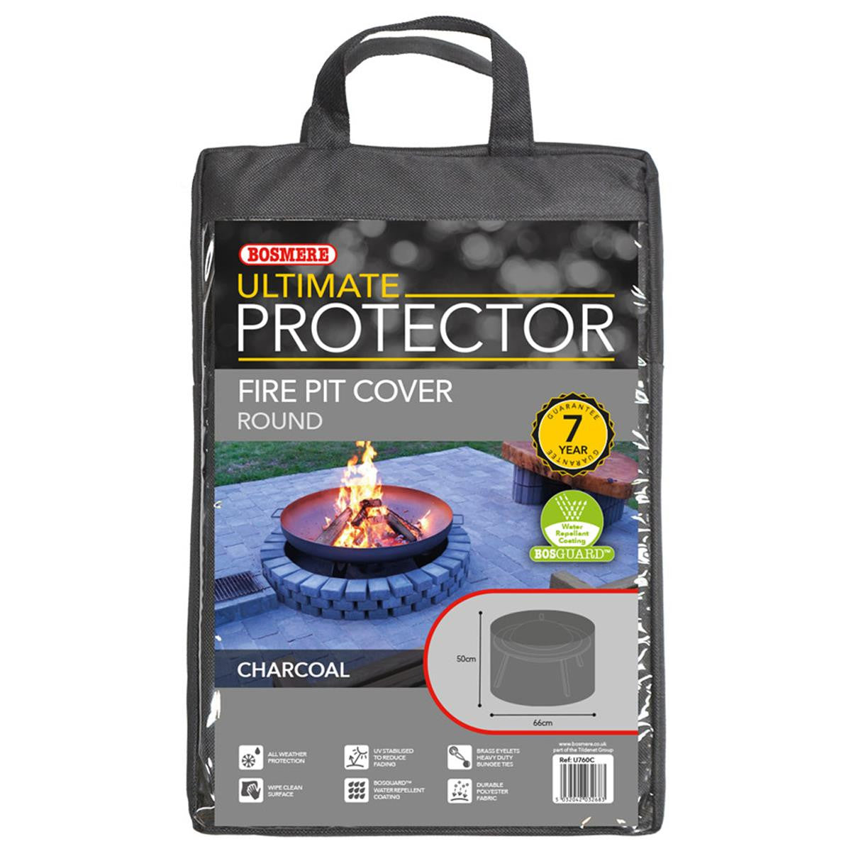Bosmere Ultimate Protector Small Round Fire Pit Cover - Charcoal - U760C