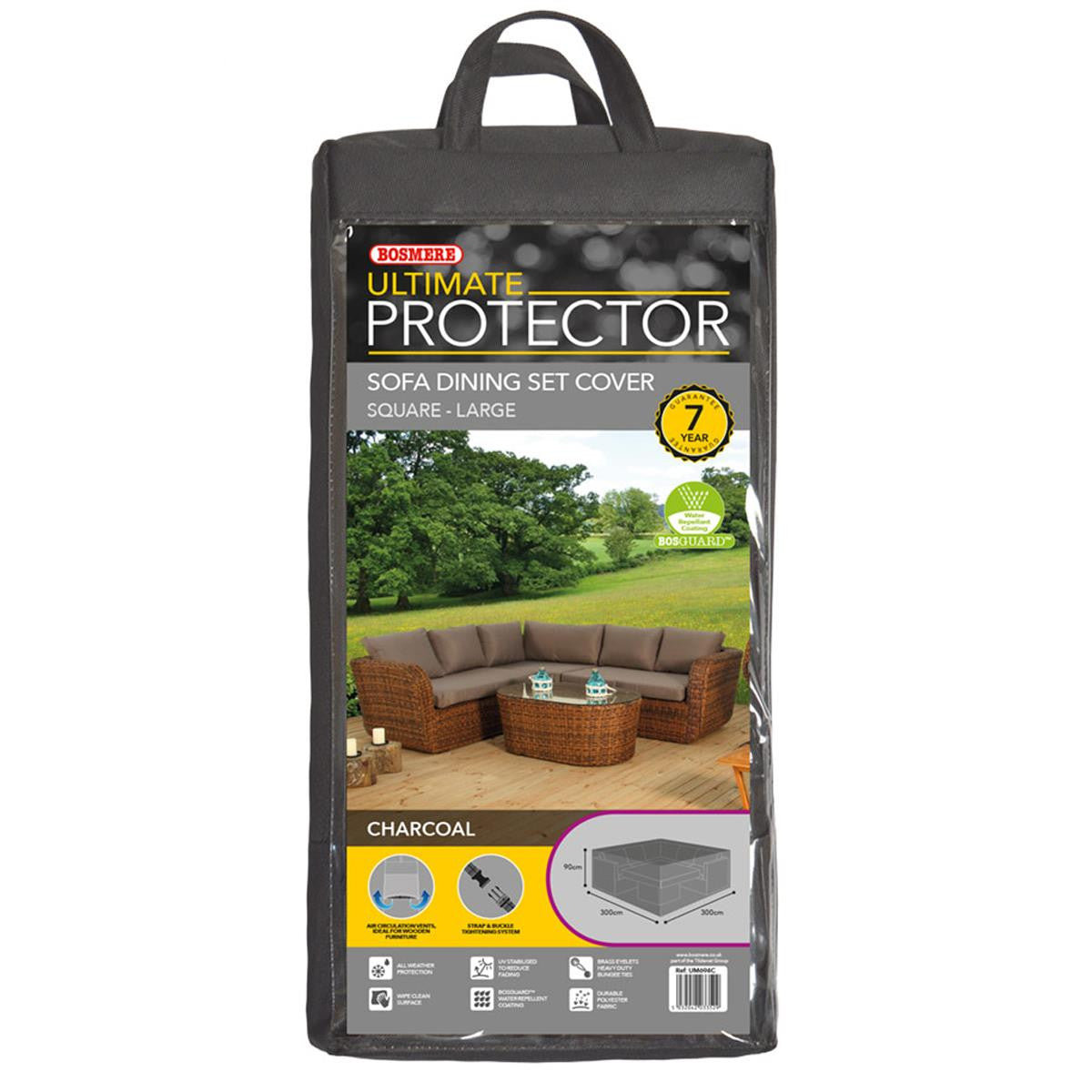 Bosmere Ultimate Protector Square Corner Sofa & Dining Set Cover Large - Charcoal - UM694C