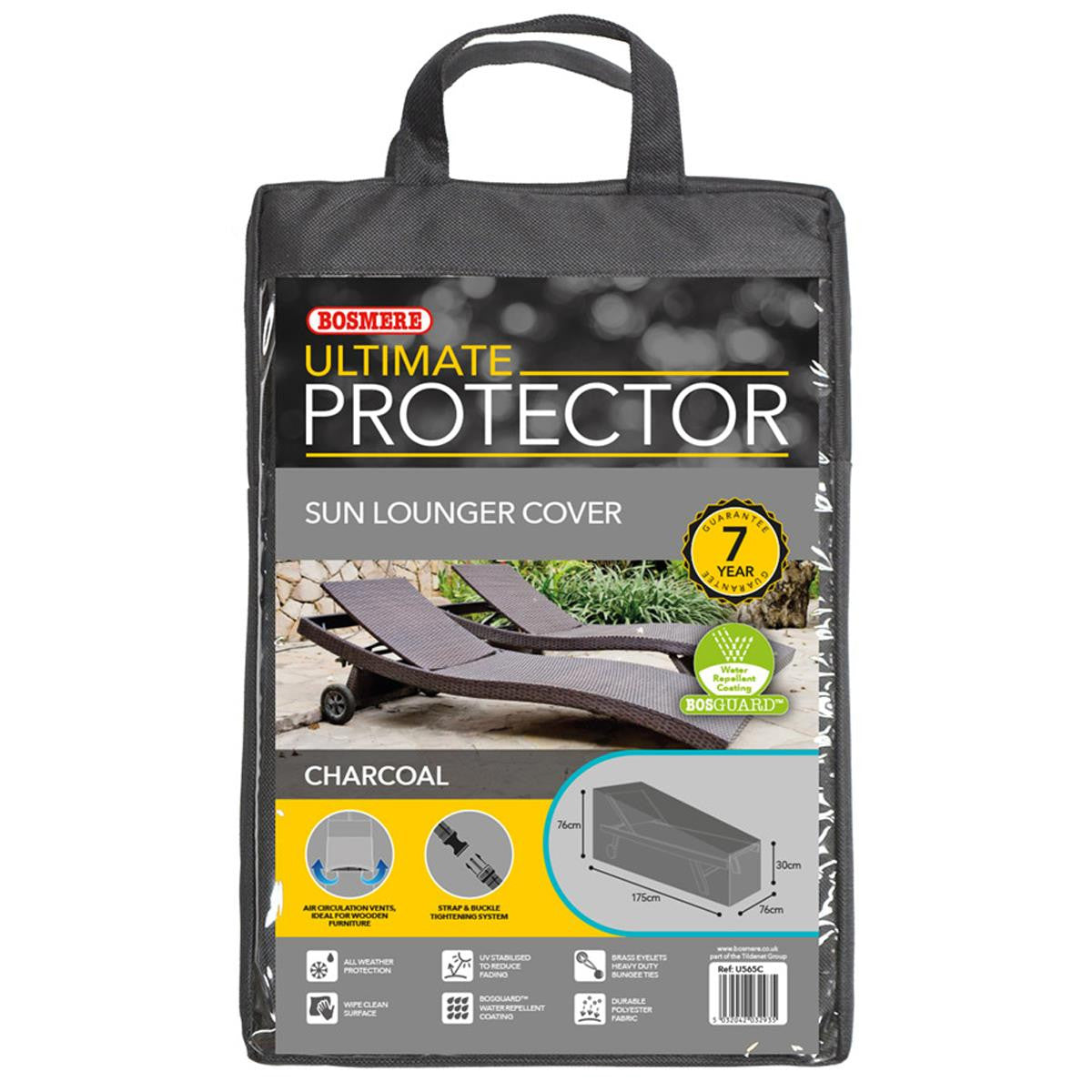 Bosmere Ultimate Protector Sun Lounger Cover - Charcoal - U565C
