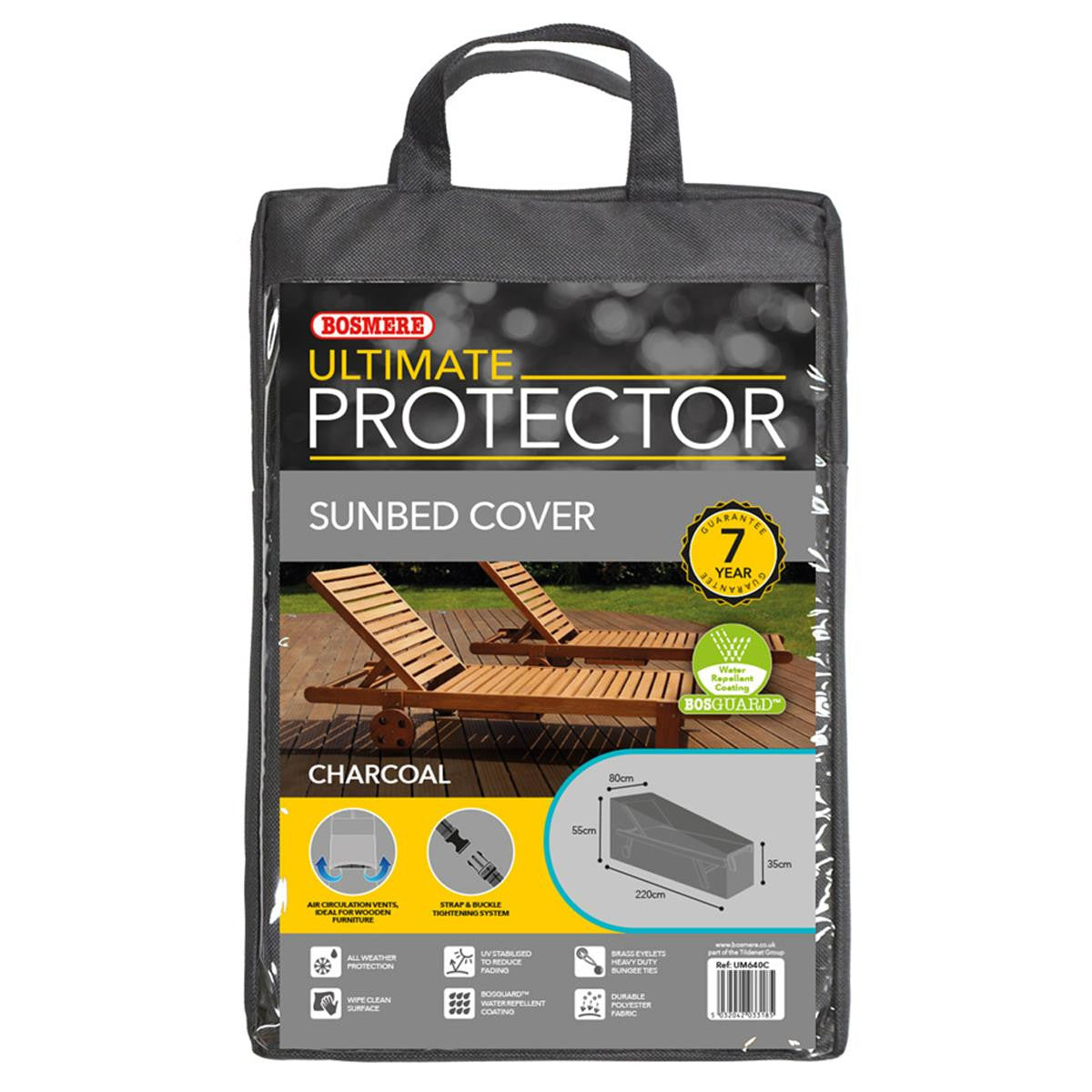 Bosmere Ultimate Protector Sunbed Cover - Charcoal - UM640C