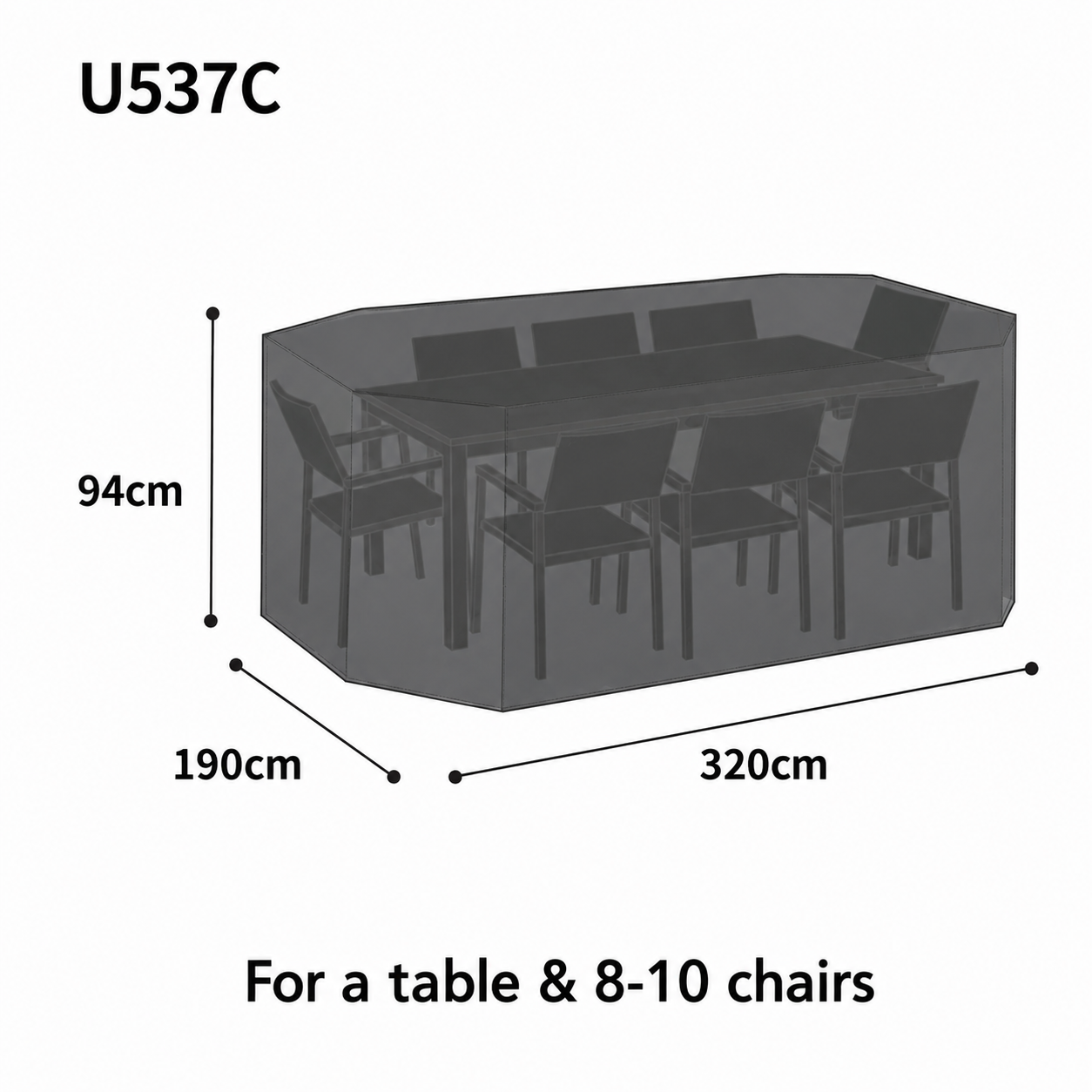 Bosmere Ultimate Protector XL Rectangular Table & Chair Set Cover - Charcoal - U537C