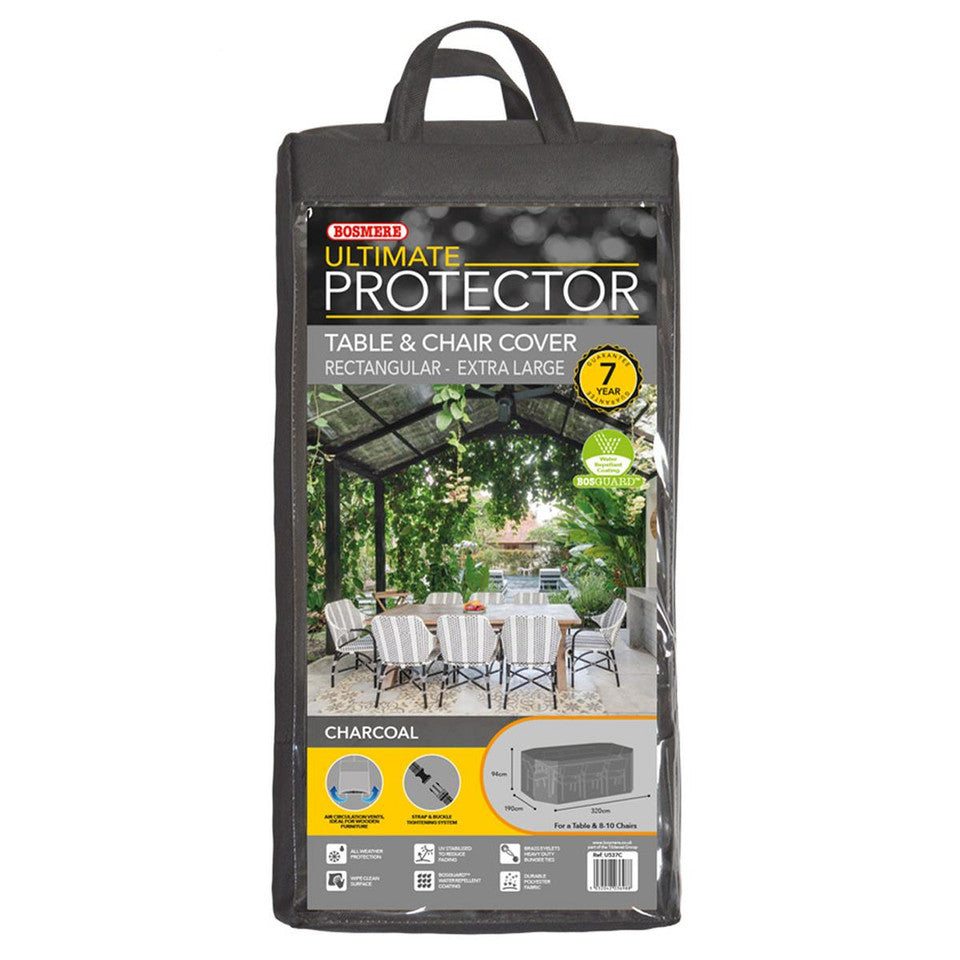 Bosmere Ultimate Protector XL Rectangular Table & Chair Set Cover - Charcoal - U537C