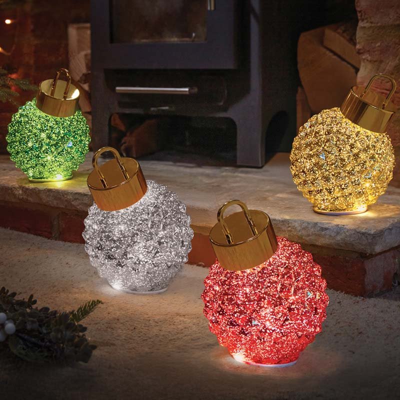 Spinning DecoBauble Ruby LED Christmas Decoration