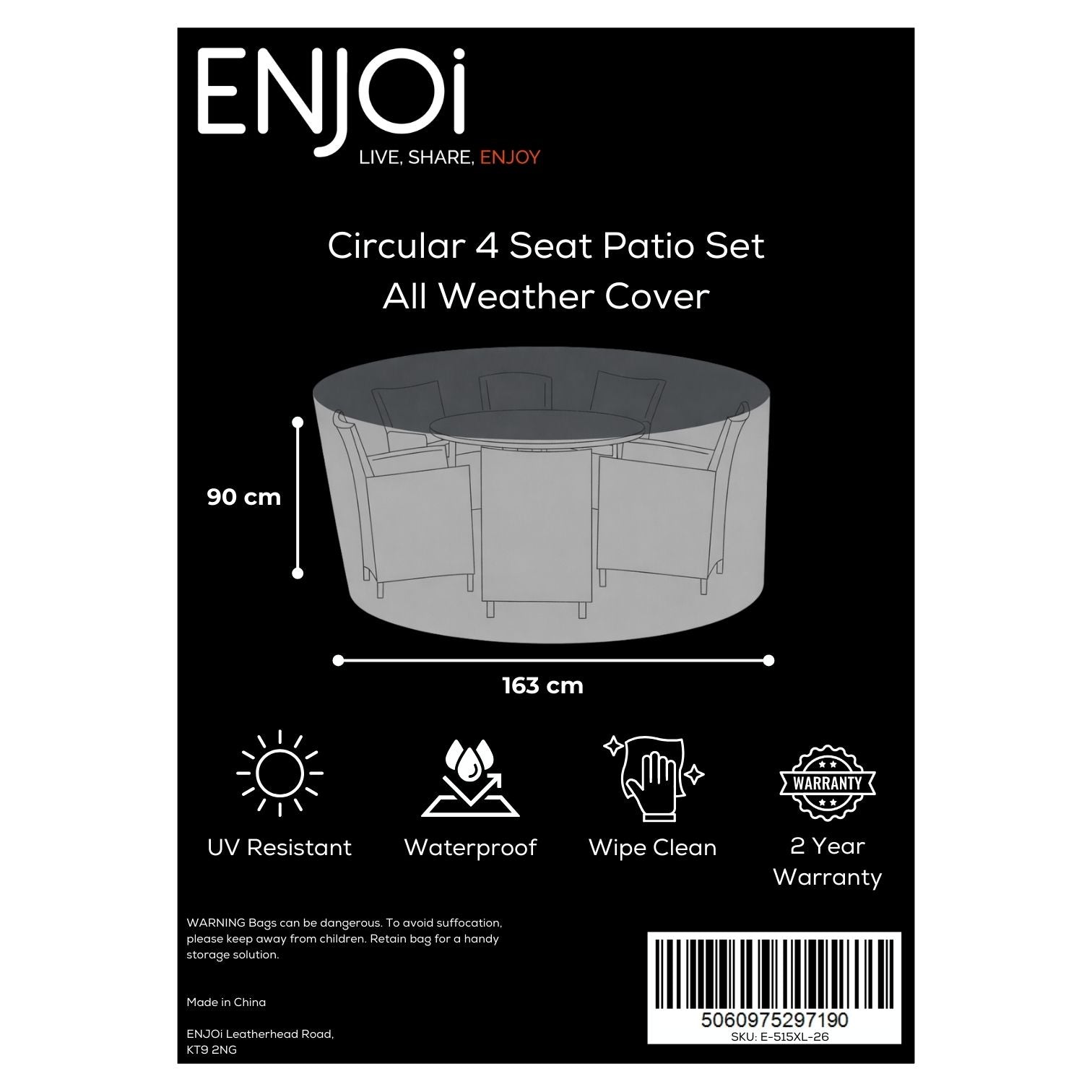 Circular 4 Seat Patio Set All Weather Cover