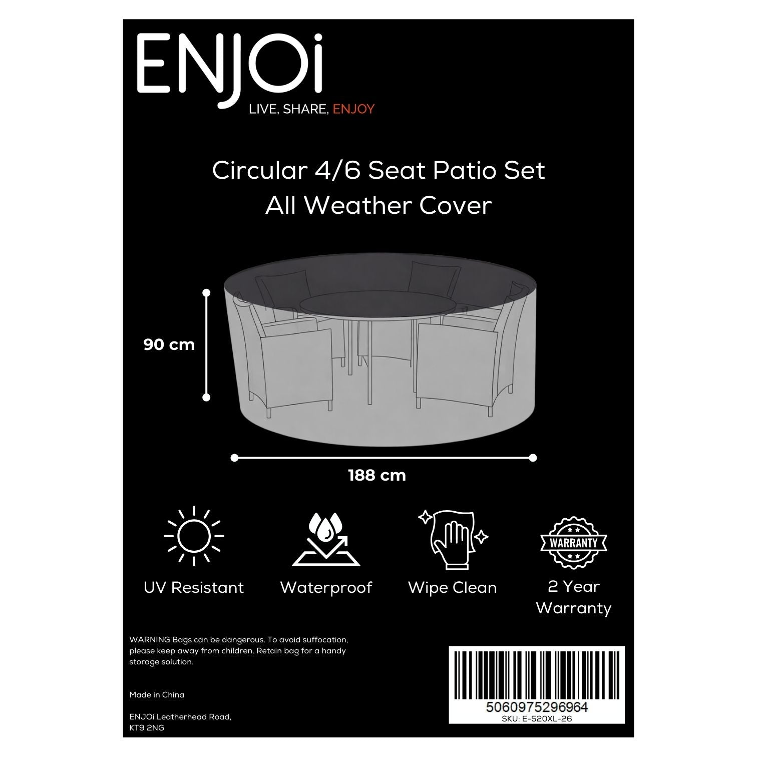 Circular 4/6 Seat Patio Set All Weather Cover