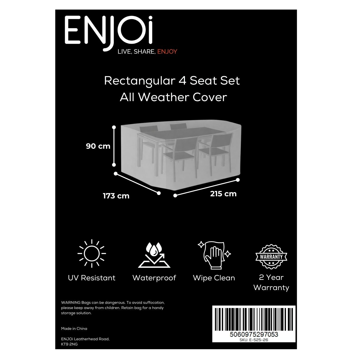 Rectangular 4 Seat Set All Weather Cover